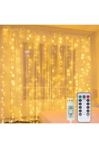 8 Fonksiyonlu Peri Perde Led Uzaktan Kumandalı Günışığı Perde Peri Led (3 mt x 3 mt) - 4