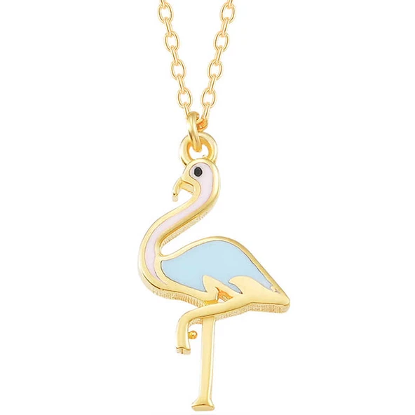 925 Ayar Gümüş Gold Flamingo Kadın Kolye - 3