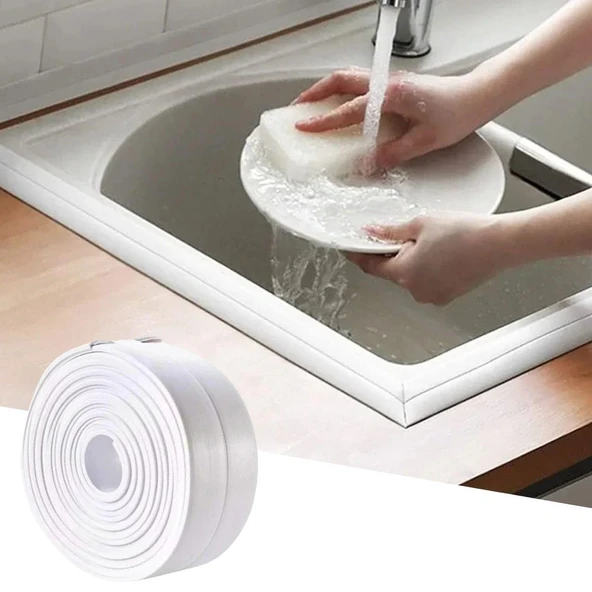 Su Sızdırmaz Banyo Mutfak Lavabo Küvet İzolasyon Şerit Bant,Lavabo Kenar Bandı 3.2 mt x 38 mm (4401)