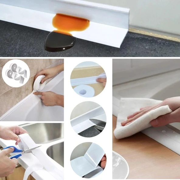 Su Sızdırmaz Banyo Mutfak Lavabo Küvet İzolasyon Şerit Bant,Lavabo Kenar Bandı 3.2 mt x 38 mm (4401) - 4