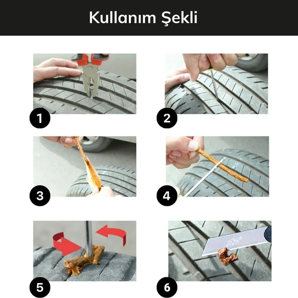 6 Parça Araba Motosiklet Otomobil Bisiklet Lastik Tamir Kiti Araç Bakım Seti (4401) - 5