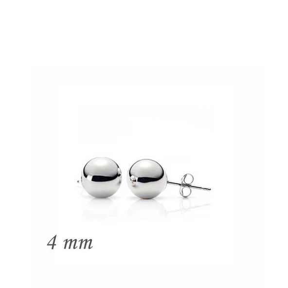 925 Ayar Gümüş Top Küpe - 4 mm - 2
