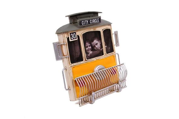 Dekoratif Metal Çerçeve Tramvay Temalı Vintage Hediyelik - 2