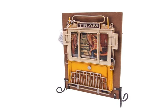 Dekoratif Metal Çerçeve Tramvay Dekorlu Vintage Hediyelik - 5