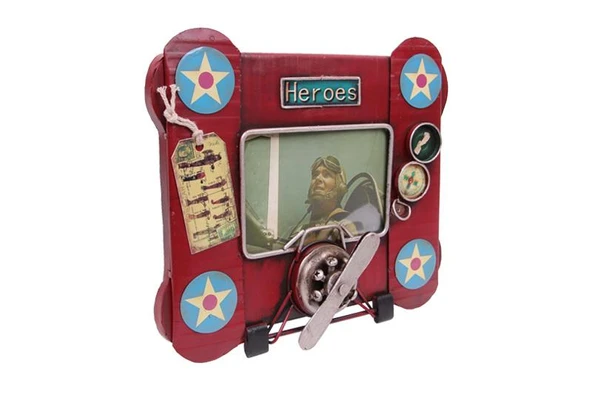 Dekoratif Metal Çerçeve Uçak Temalı Vintage Hediyelik - 2