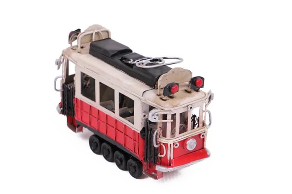 Dekoratif Metal Taksim Tramvay Küçük Vintage Biblo Hediyelik - 4