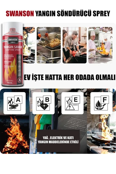 2 ADET YANGIN SÖNDÜRÜCÜ - YANGIN SAVAR SPREY 500ML + 500 ML  EV - OFİS - OTO ARAÇ   ATEŞ BOĞUCU KÖPÜK TABAKA OLUŞTURUR (4401) - 2