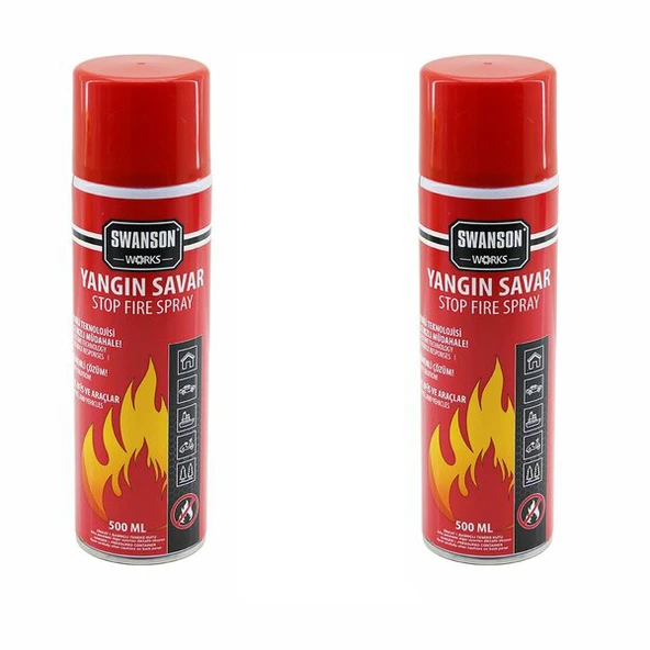 2 ADET YANGIN SÖNDÜRÜCÜ - YANGIN SAVAR SPREY 500ML + 500 ML  EV - OFİS - OTO ARAÇ   ATEŞ BOĞUCU KÖPÜK TABAKA OLUŞTURUR (4401)
