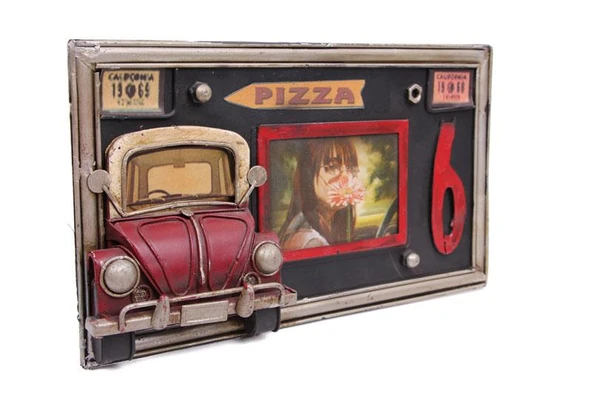 Dekoratif Metal Çerçeve Araba Dekorlu Ev Ofis Hediyelik - 2