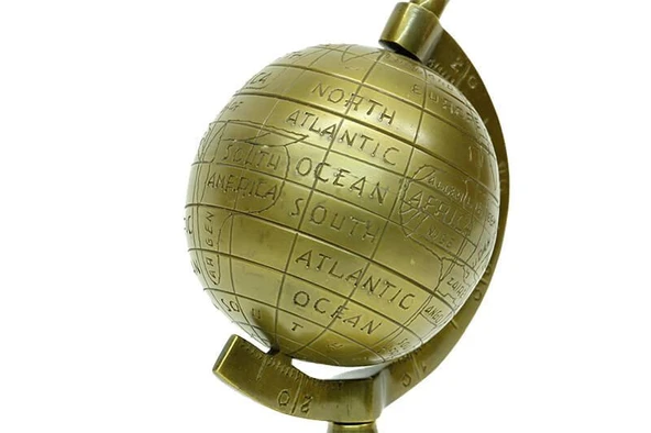 Yerküre Dünya Antik Bronz Dekoratif Hediyelik - 5