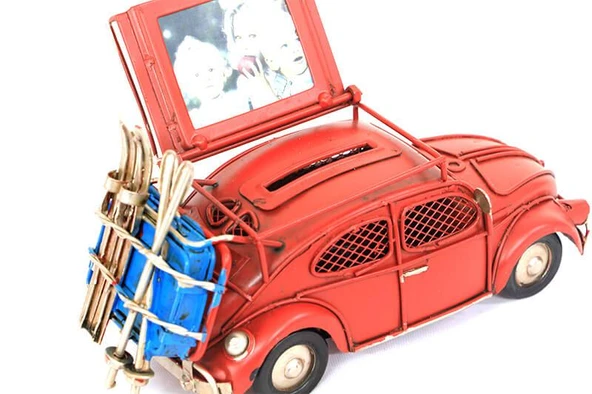 Dekoratif Metal Araba Çerçeveli ve Kumbaralı Hediyelik - 3