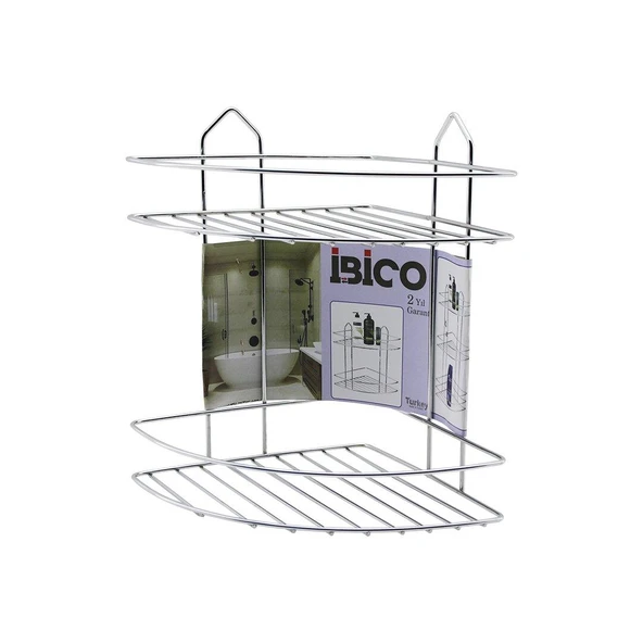 2 KATLI - ÜÇGEN   KROM   METAL  BANYO KÖŞELİK - DUŞKABİN RAF (4401)