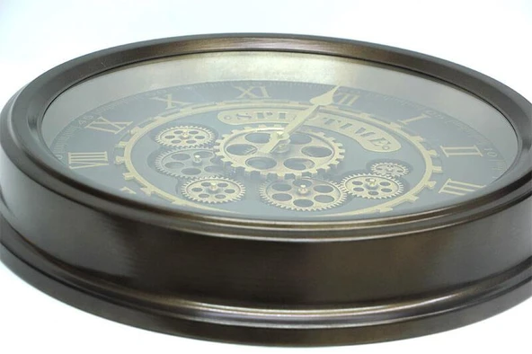 Yuvarlak Spintime Yeşiloksit Çarklı Metal Duvar Saati Hediyelik - 5