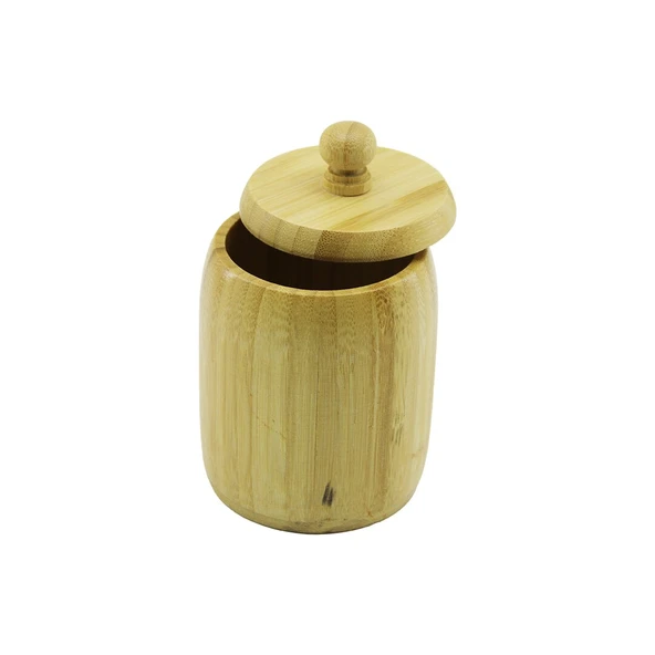 NO-8 AHŞAP - BAMBU ŞEKERLİK KAPAKLI ÇAP: 7.5CM DERİNLİK: 8.5CM (4401)