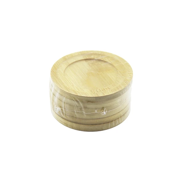 YUVARLAK= ÇAP: 9.7CM 6PCS BAMBU - AHŞAP ÇAY TABAK (4401)
