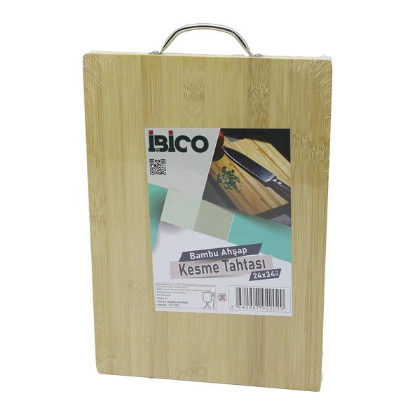 24X34 X 1.7CM LUX AHŞAP BAMBU KESİM PANOSU - KESME TAHTASI METAL KULPLU (4401)