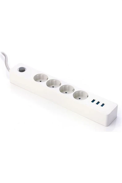 Termak Akım Korumalı 4 Priz 3 USB Girişli Uzatma Kablosu Güç ve Şarj SİYAH RENK GÖNDERİLİR (4401) - 2