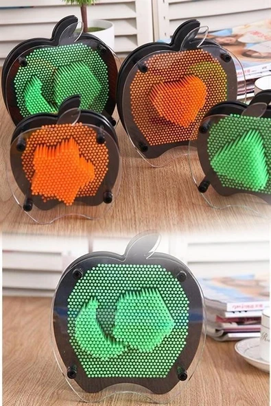 BUFFER® Elma Şeklinde Pin Art Dekoratif 3D Çivi Sanatı Filografi Tahtası - 2