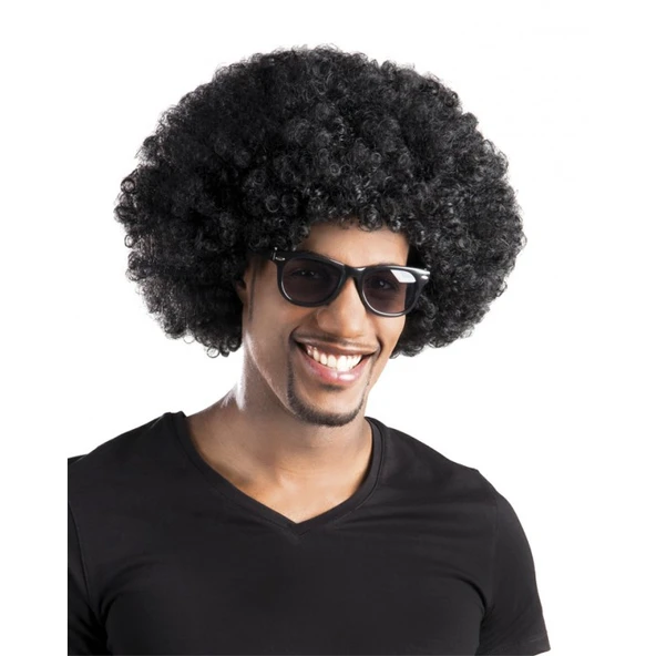 Siyah Renk Kıvırcık Afro Bonus Peruk Parti Peruğu (4401) - 2