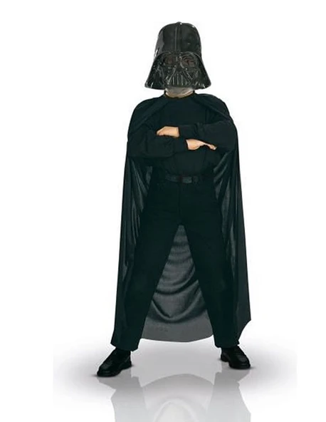 Çocuk Boy Yıldız Savaşları Star Wars Darth Vadet Maskesi ve 90 cm Pelerin Seti Siyah (4401) - 4