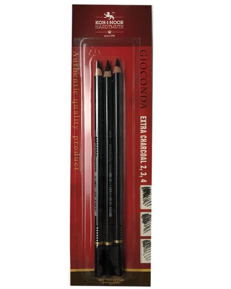Kohi Noor Gioconda White Coal ve Extra Charcoal Kömür Füzen Kalem 2li Set - Resim 2