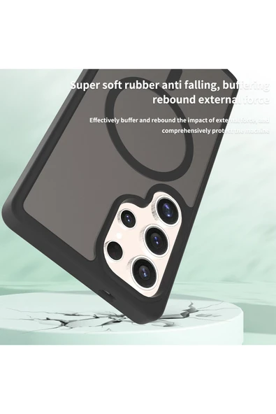 Nettech  Samsung Galaxy S25 Uyumlu Mat Renkli MagSafe Arka Koruma Kılıf - Gold - 4