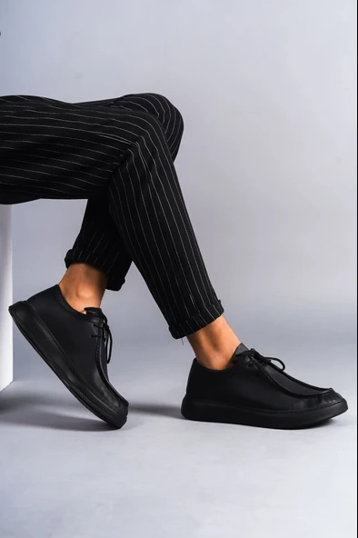 ET170 Tornado Bağcıklı Cilt Erkek Günlük Spor Klasik Ayakkabı ST - Siyah - Resim 3