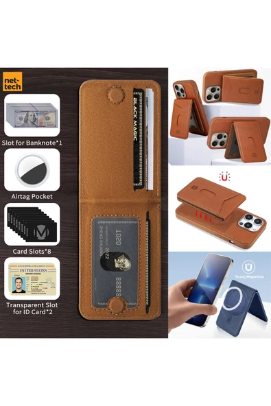 Nettech  İphone 14 Pro Max Uyumlu Ayrılabilir Kartlıklı Magsafearka Koruma Kılıf - Mor - 3