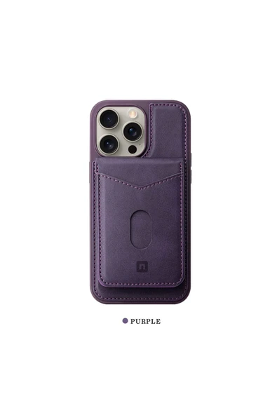 Nettech  İphone 14 Pro Max Uyumlu Ayrılabilir Kartlıklı Magsafearka Koruma Kılıf - Mor - 1