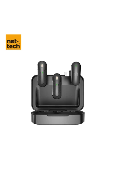 Nettech  Nt-0t09 Plastik Lightning Kablosuz Yaka Mikrofonu - Siyah - 1