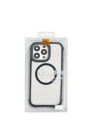 Nettech  İphone 14 Pro Max Uyumlu Nt-n040 Arkası Şeffaf Lüx Magesaf Arka Koruma Kılıf - Siyah - 3