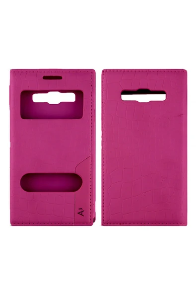 Nettech  Samsung Samsung Galaxy A300 A3 2015 Uyumlu Pencereli Kapaklı Kılıf - Pembe - 1