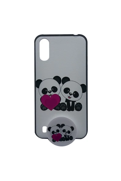 Nettech  Samsung Galaxy A01 Uyumlu Desenli Popsocket Seri Arka Koruma Kılıf - Çeşitli Desen - 7