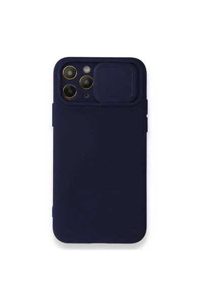 Nettech  İphone 12 Pro Uyumlu Kızaklı Kamera Korumalı Arka Koruma Kılıf - Lacivert - 1
