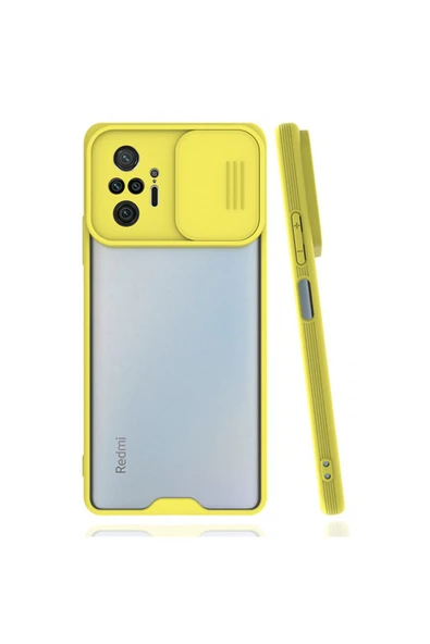 Nettech  Xiaomi Redmi Note 10 Pro 4g Uyumlu Platin Kamera Kızaklı Arka Koruma Kılıf - Sarı - 1