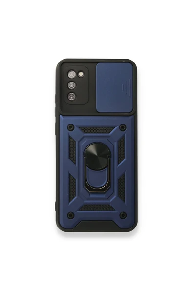 Nettech  Samsung Galaxy A02s Uyumlu Kızaklı Panzer Seri Arka Koruma Kılıf - Lacivert - 1