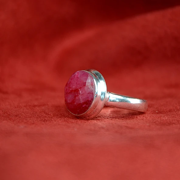 Yakut Taşlı Gümüş  Sadem Yüzük - 2