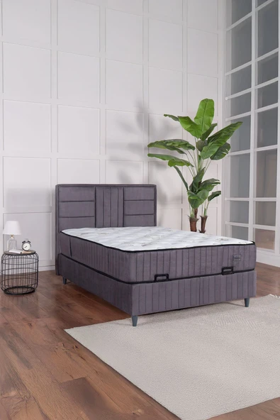 Kilim Mobilya  Premium Bamboo Sleepy Üçlü Set Gri (BAZA BAŞLIK YATAK) 180X200 ürün görseli 1