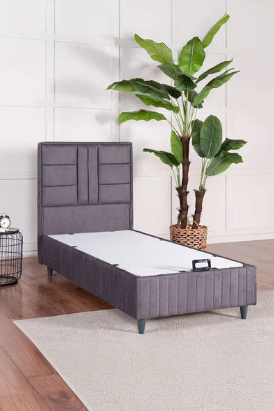 Kilim Mobilya  Premium Bamboo Sleepy Baza Başlık Gri Ikili Set (YATAK DAHİL DEĞİLDİR) 90X190