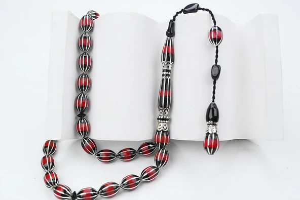 Arpa Model Oltu Taşı Onlu Karpuz İşlemeli Tespih - 2