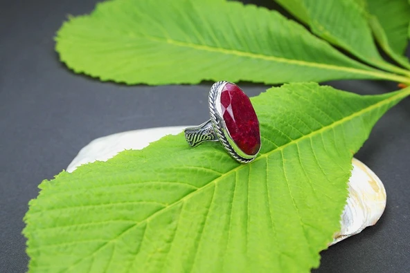 Yakut Rüzgarı Desenli Gümüş Yüzük - 4