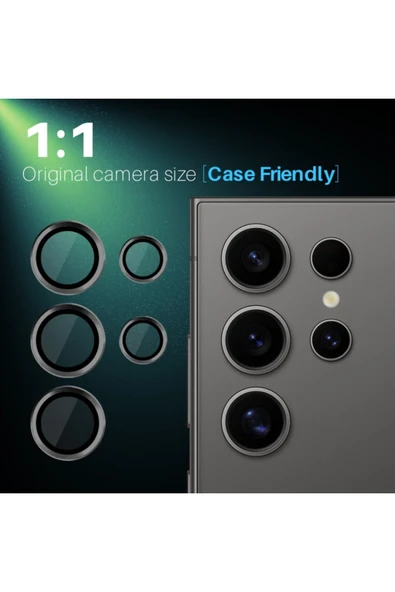 Nettech  Samsung Galaxy S25 Ultra Uyumlu Safir Lens Kamera Cam Koruyucu - Siyah - 2