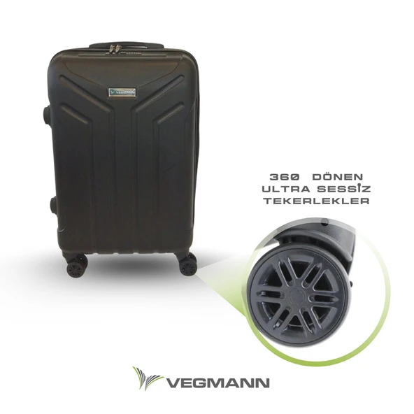 Vegmann Tartılı Scavel Siyah Büyük Boy Valiz - 4