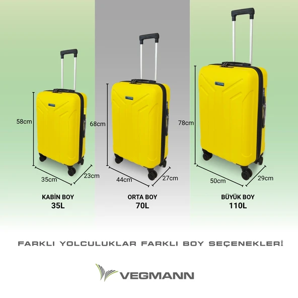 Vegmann Tartılı Scavel Sarı Orta Boy Valiz - Resim 6