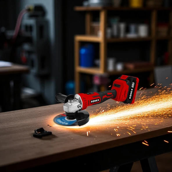Rodex Akülü Şarjlı Avuç Taşlama Spiral Makinesi 20 Volt 4.0 mAh 115 - 125 mm Disk Çapı Kömürsüz - 4