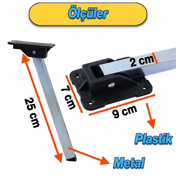 Metal Sofra Ayağı 25 cm Plastik Siyah Taban Katlanır Yer Sofrası Sini Altı Mobilya Ayak Sehpa Masa - 2