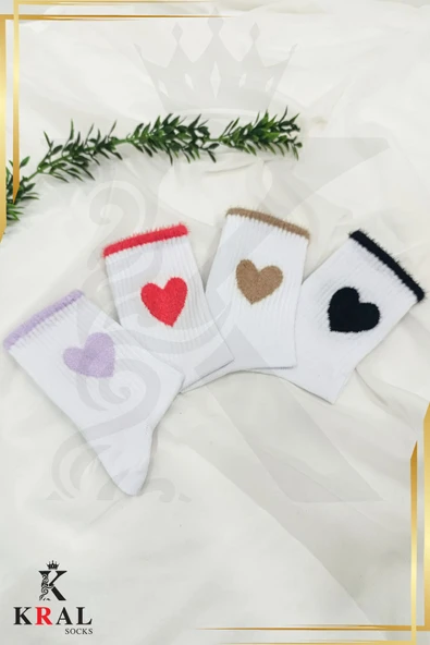 Kadın (4 ÇİFT) Çeyrek Soket Soft Kalp Model Pamuklu Terletmez Çorap Seti - 2
