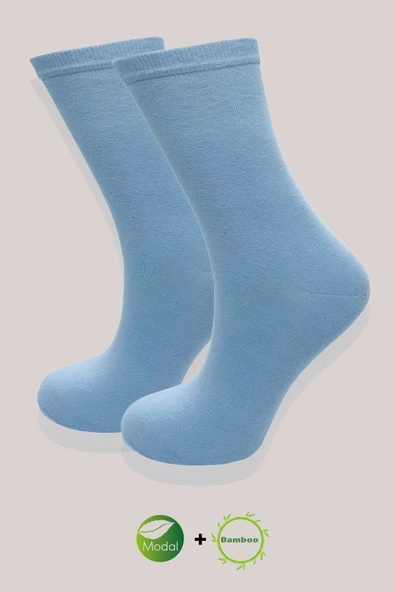 Kadın Çorabı (Bambu + Modal) Ter Emici Dikişsiz Trend Model Soket Uzun Çorap (5 ÇİFT) Asorti Renk - 5