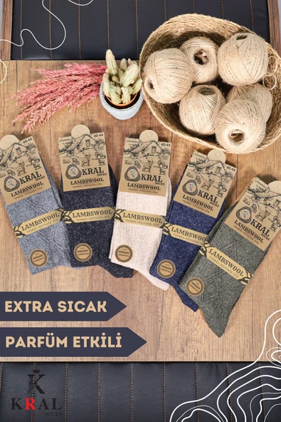 Kışlık Yün Termal Erkek Çorap 5'li Set Dikişsiz Lambswool - 5