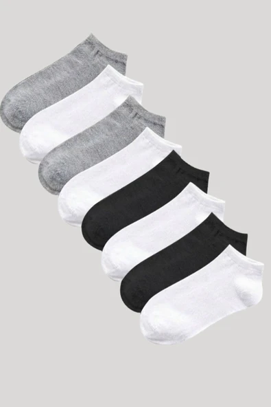 Kadın - Erkek (8 Lİ - 8 ÇİFT) Pamuklu Terletmez Yazlık Görünmez Çorap Seti - 8